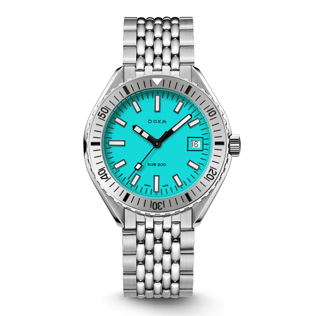 Doxa Men's Silver Tone Case Turquoise Dial Automatic Watch