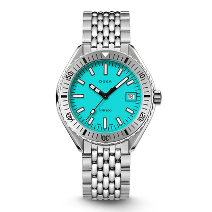 Doxa Men's Silver Tone Case Turquoise Dial Automatic Watch