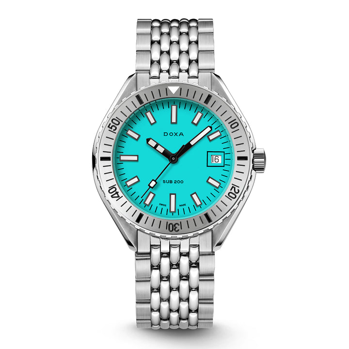 Doxa Men's Silver Tone Case Turquoise Dial Automatic Watch
