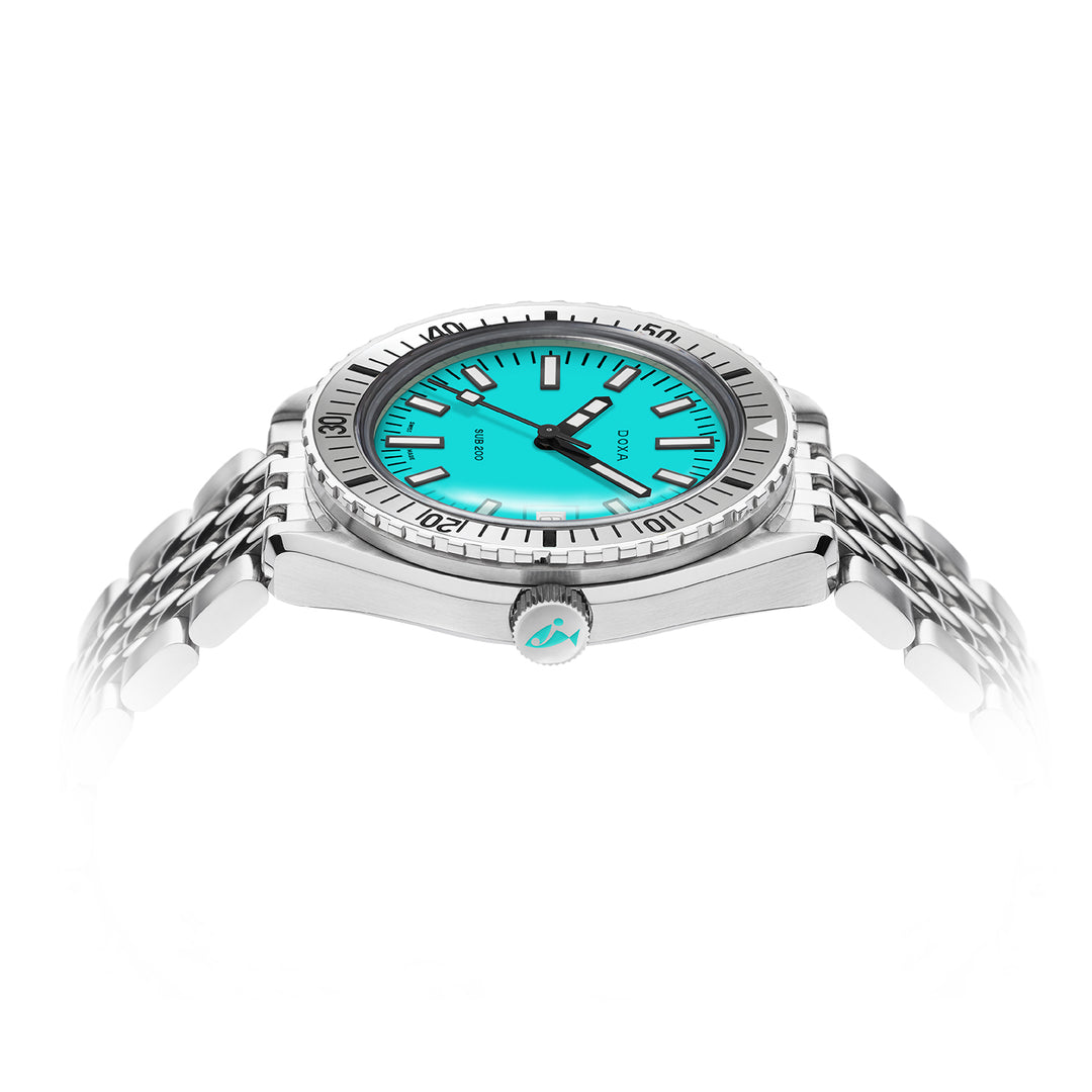 Doxa Men's Silver Tone Case Turquoise Dial Automatic Watch