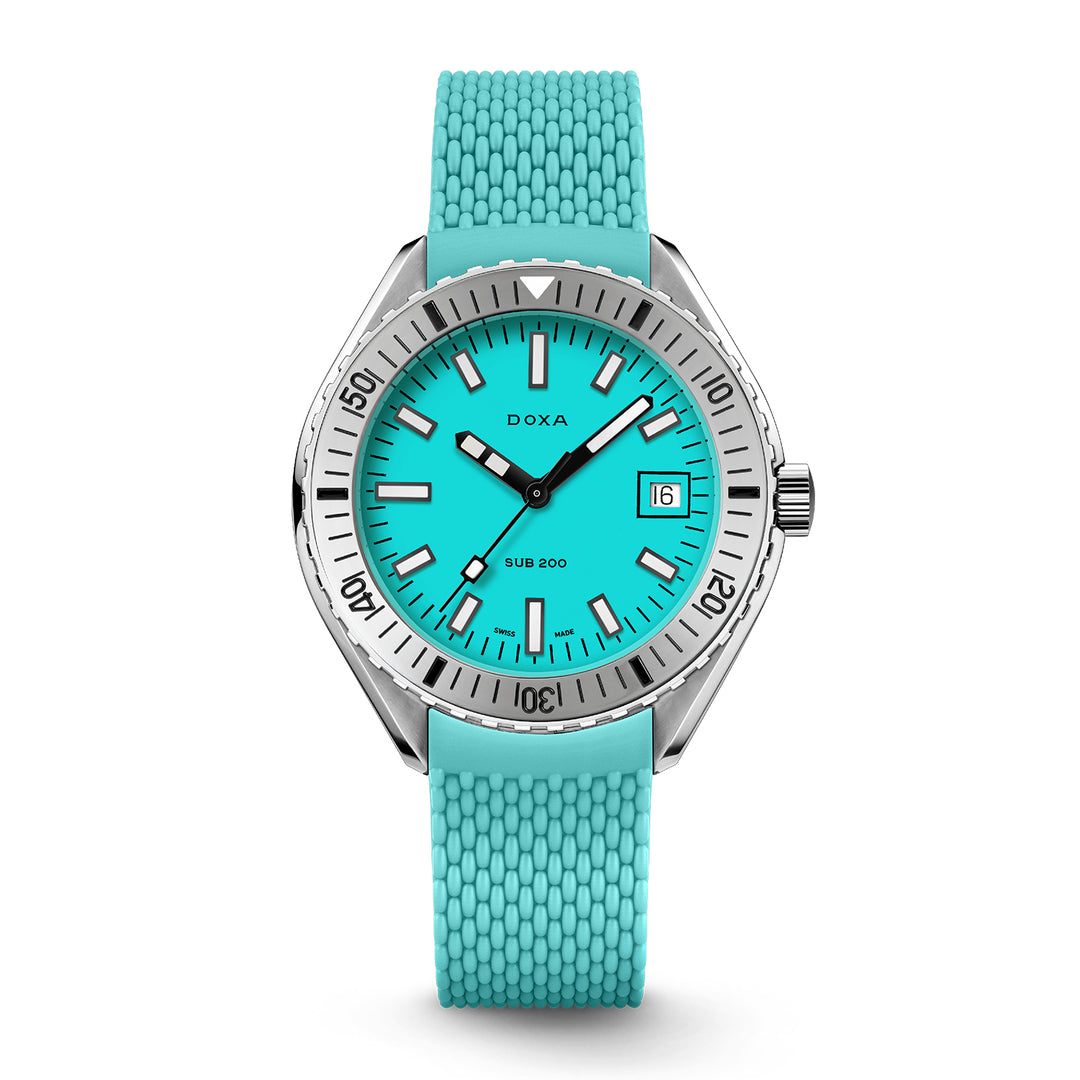 Doxa Men's Silver Tone Case Turquoise Dial Automatic Watch