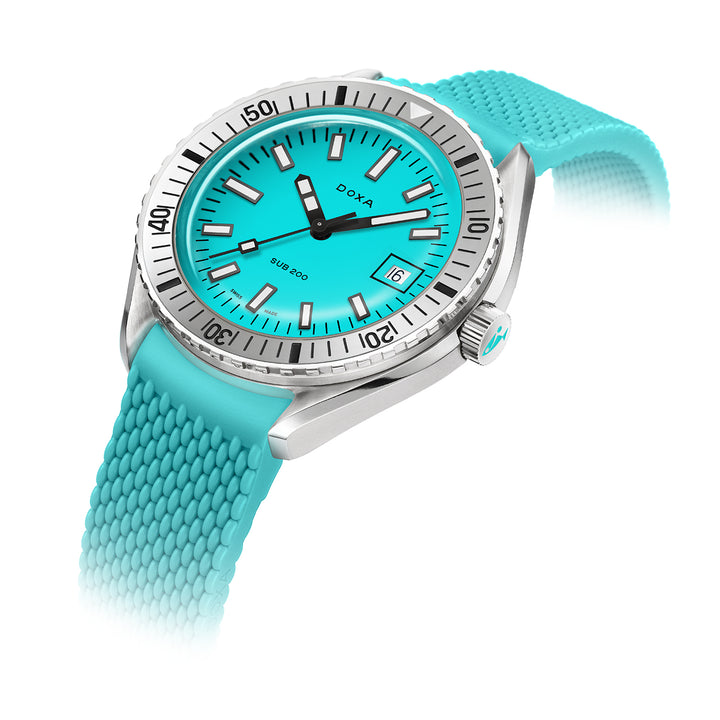 Doxa Men's Silver Tone Case Turquoise Dial Automatic Watch