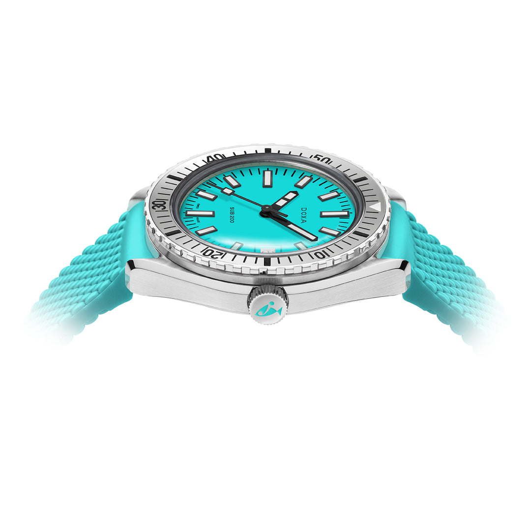 Doxa Men's Silver Tone Case Turquoise Dial Automatic Watch