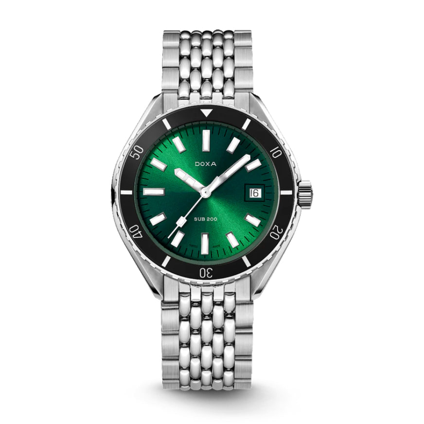Doxa Men's SUB 200 Sea Emarald Silver Tone Case Green Dial Automatic Watch