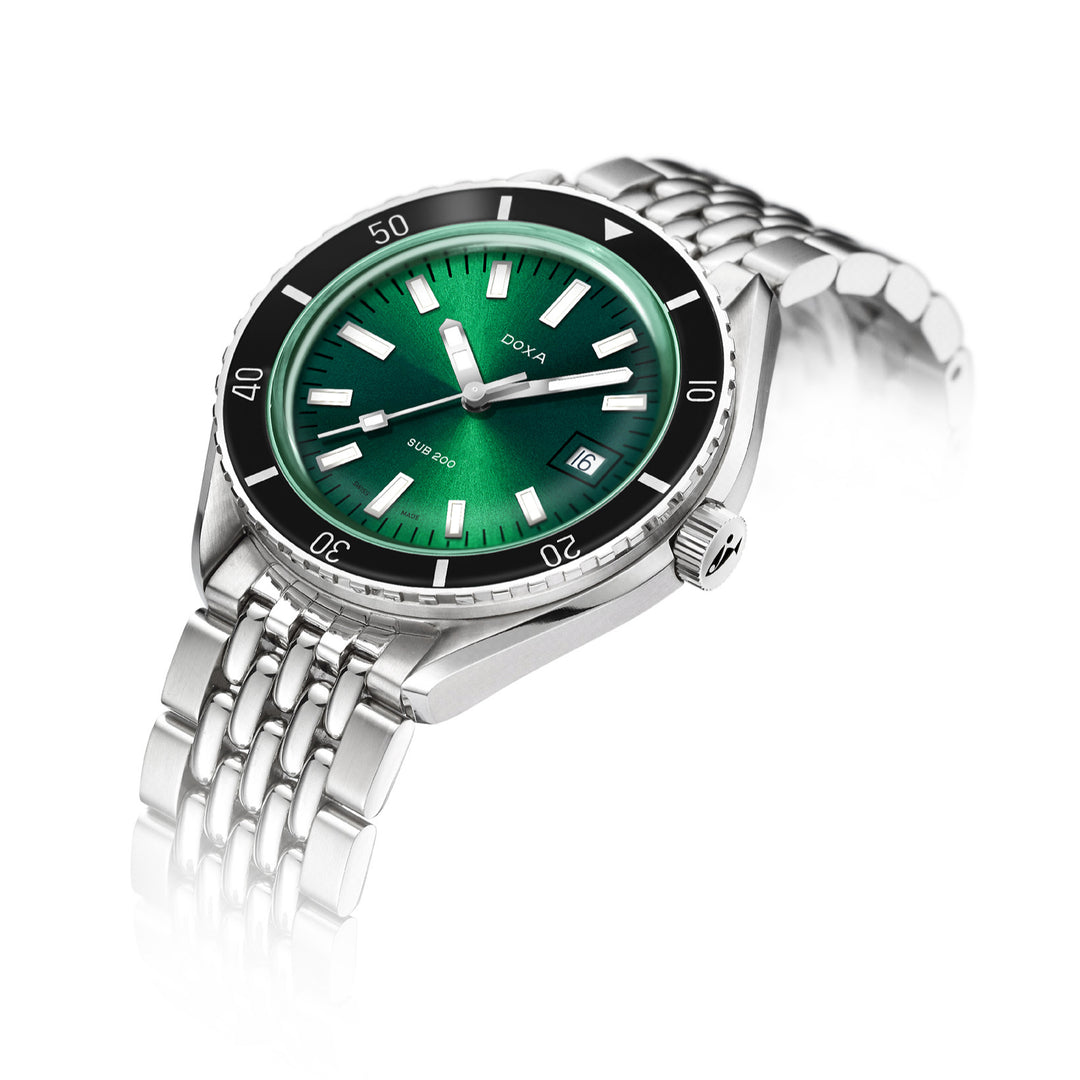 Doxa Men's SUB 200 Sea Emarald Silver Tone Case Green Dial Automatic Watch