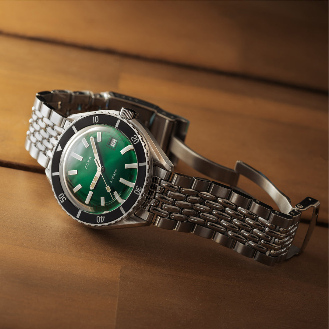 Doxa Men's SUB 200 Sea Emarald Silver Tone Case Green Dial Automatic Watch