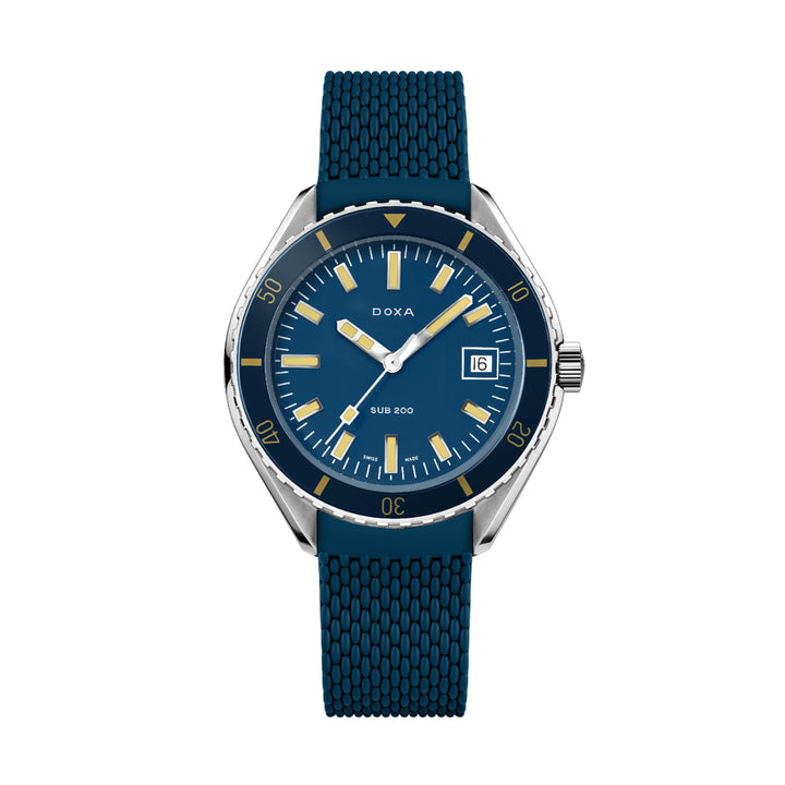 Doxa Men's SUB 200 Caribbean Silver Tone Case Blue Dial Automatic Watch