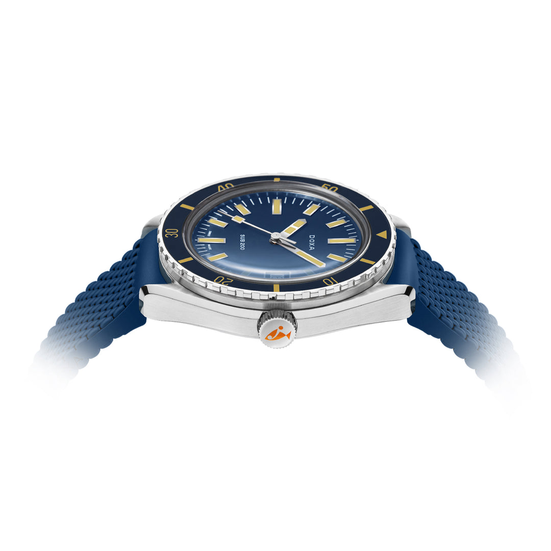 Doxa Men's SUB 200 Caribbean Silver Tone Case Blue Dial Automatic Watch