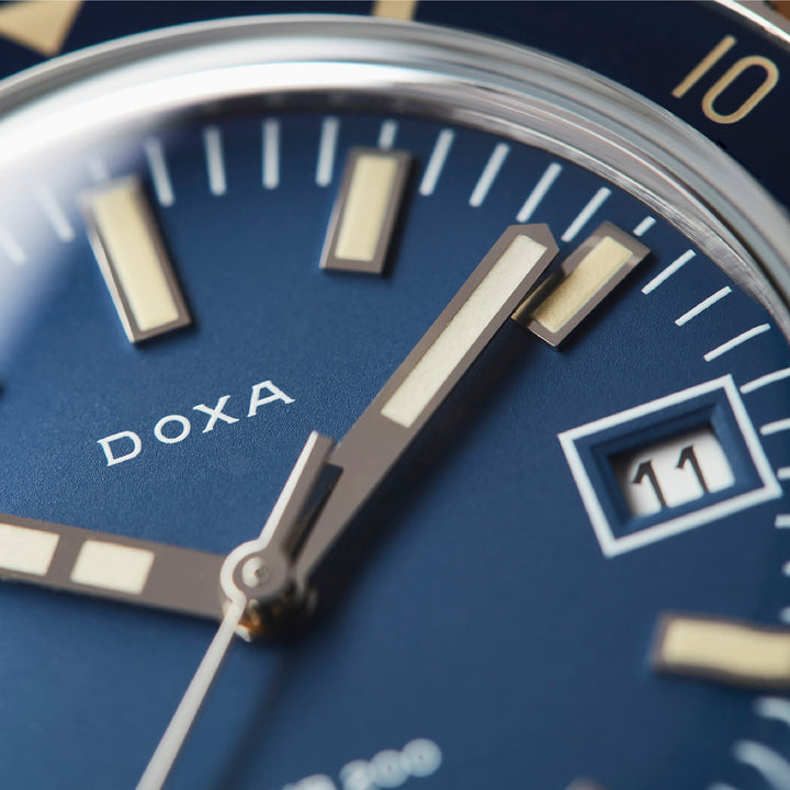Doxa Men's SUB 200 Caribbean Silver Tone Case Blue Dial Automatic Watch