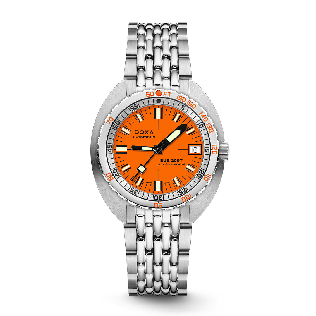 Doxa Men's Silver Tone Case Orange Dial Automatic Watch