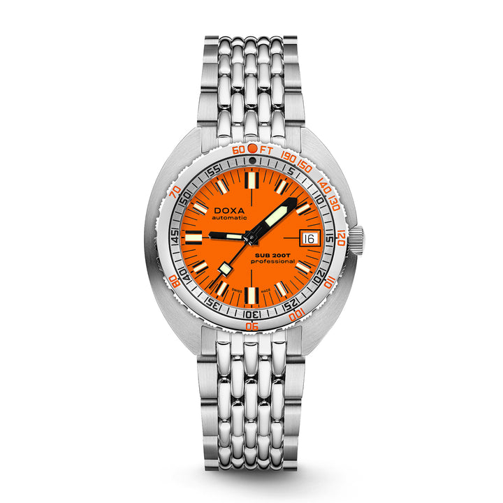 Doxa Men's Silver Tone Case Orange Dial Automatic Watch