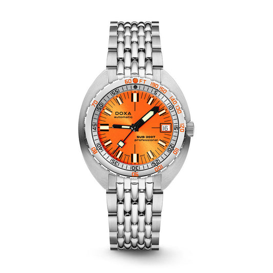 Doxa Men's Silver Tone Case Orange Dial Automatic Watch