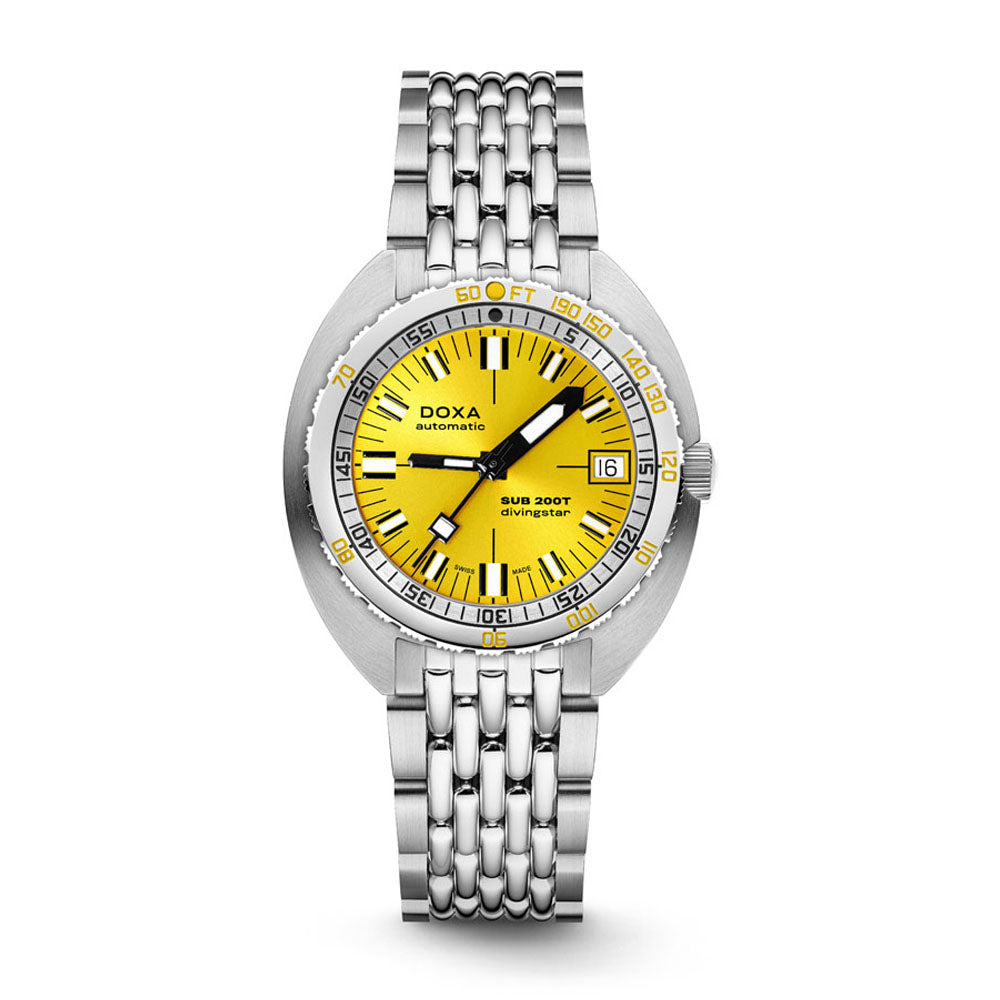 Doxa Men's Silver Tone Case Yellow Dial Automatic Watch