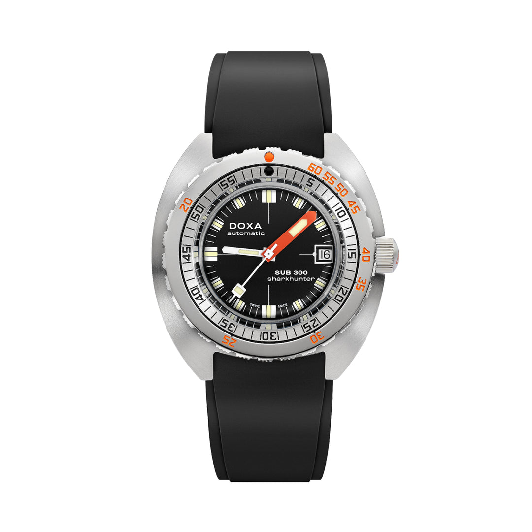 Doxa Men's SUB 300 Sharkhunter Silver Tone Case Black Dial Automatic Watch