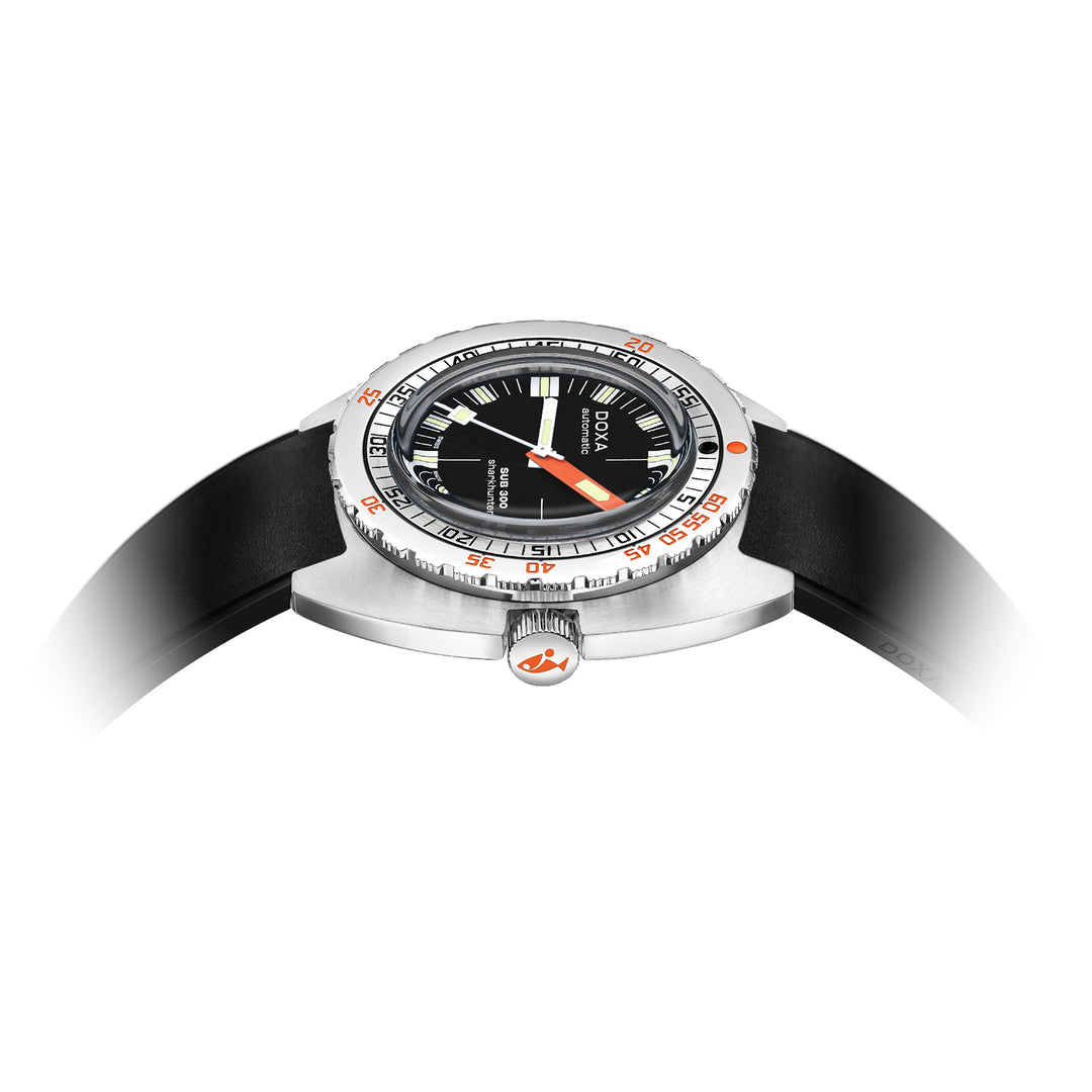 Doxa Men's SUB 300 Sharkhunter Silver Tone Case Black Dial Automatic Watch