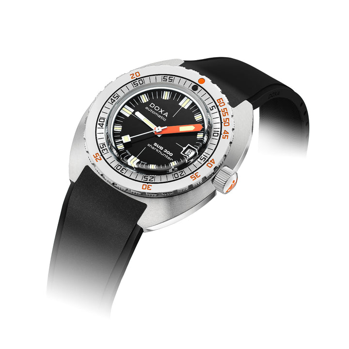 Doxa Men's SUB 300 Sharkhunter Silver Tone Case Black Dial Automatic Watch