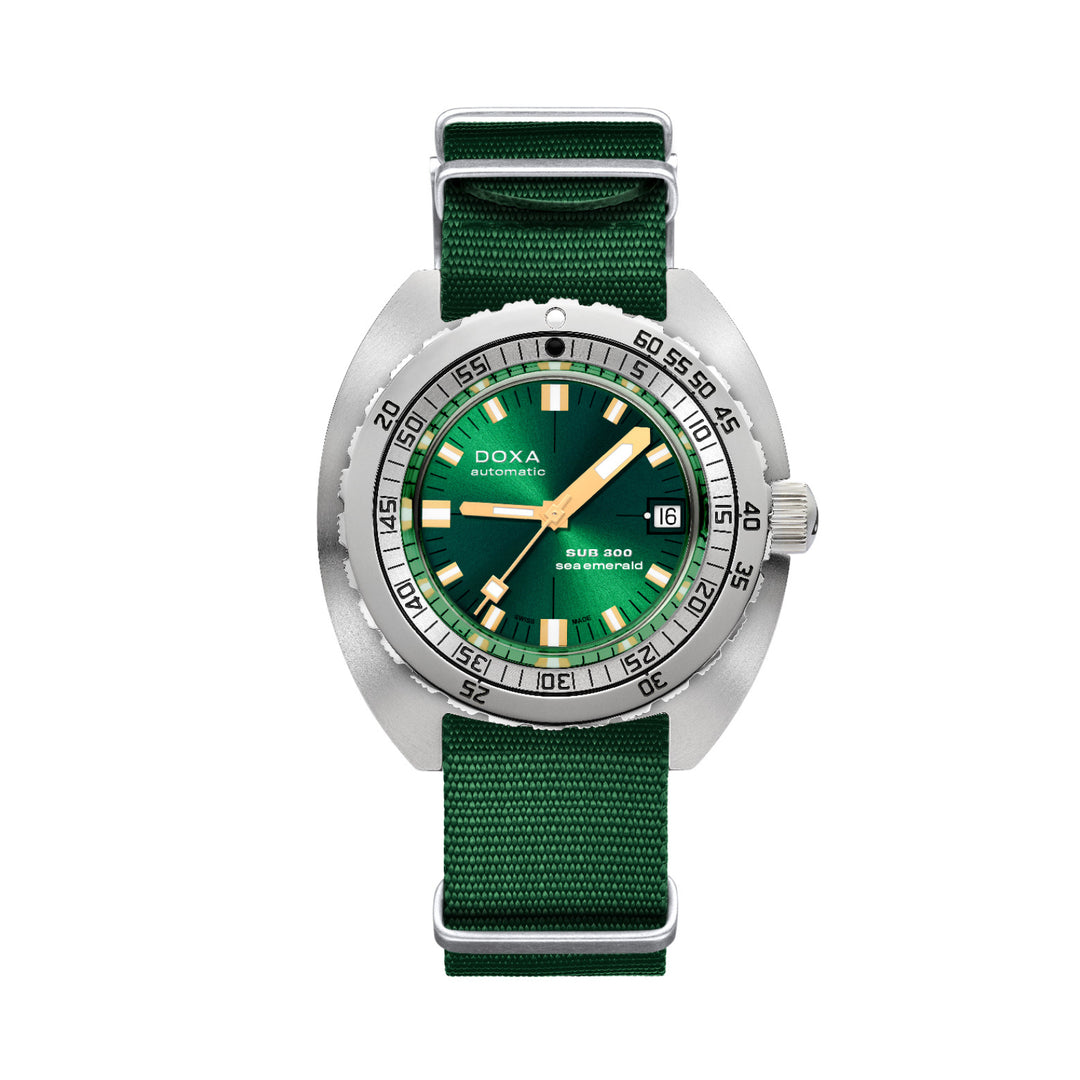 Doxa SUB 300 Sea Emerald Silver Tone Case Green Dial Automatic Watch