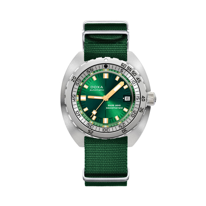 Doxa SUB 300 Sea Emerald Silver Tone Case Green Dial Automatic Watch