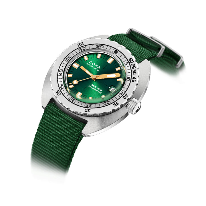 Doxa SUB 300 Sea Emerald Silver Tone Case Green Dial Automatic Watch