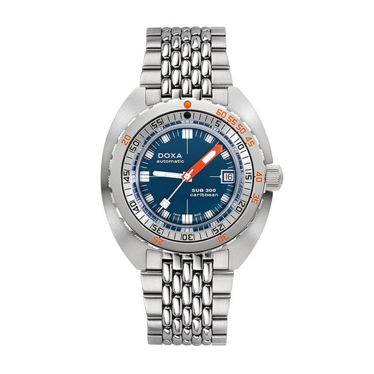Doxa Men's Silver Tone Case Blue Dial Automatic Watch