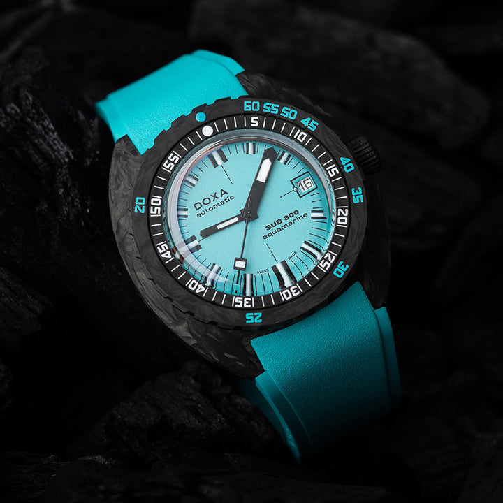 Doxa SUB 300 Carbon Aquamarine Black Tone Case Turquoise Dial Automatic Watch
