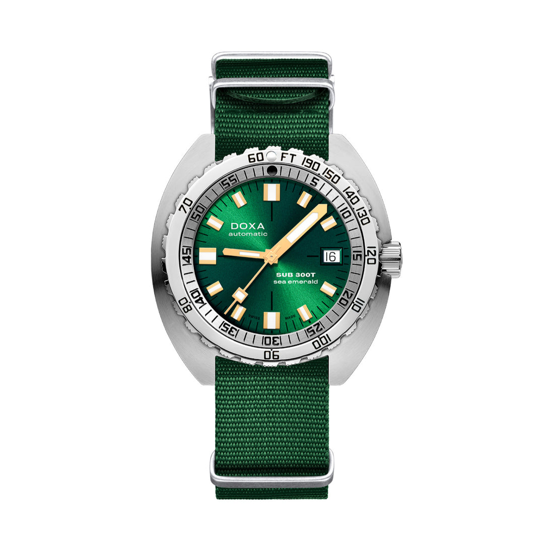 Doxa SUB 300T Sea Emerald Silver Tone Case Green Dial Automatic Watch
