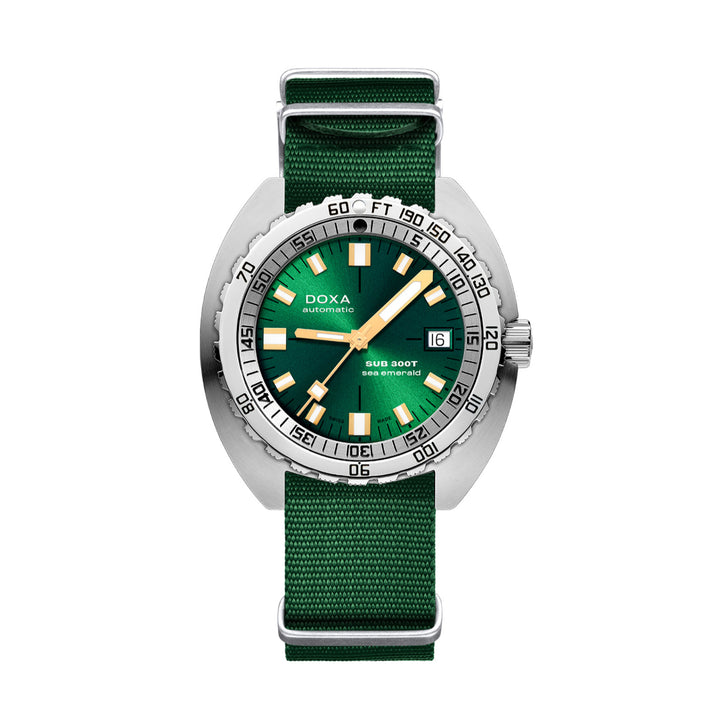 Doxa SUB 300T Sea Emerald Silver Tone Case Green Dial Automatic Watch