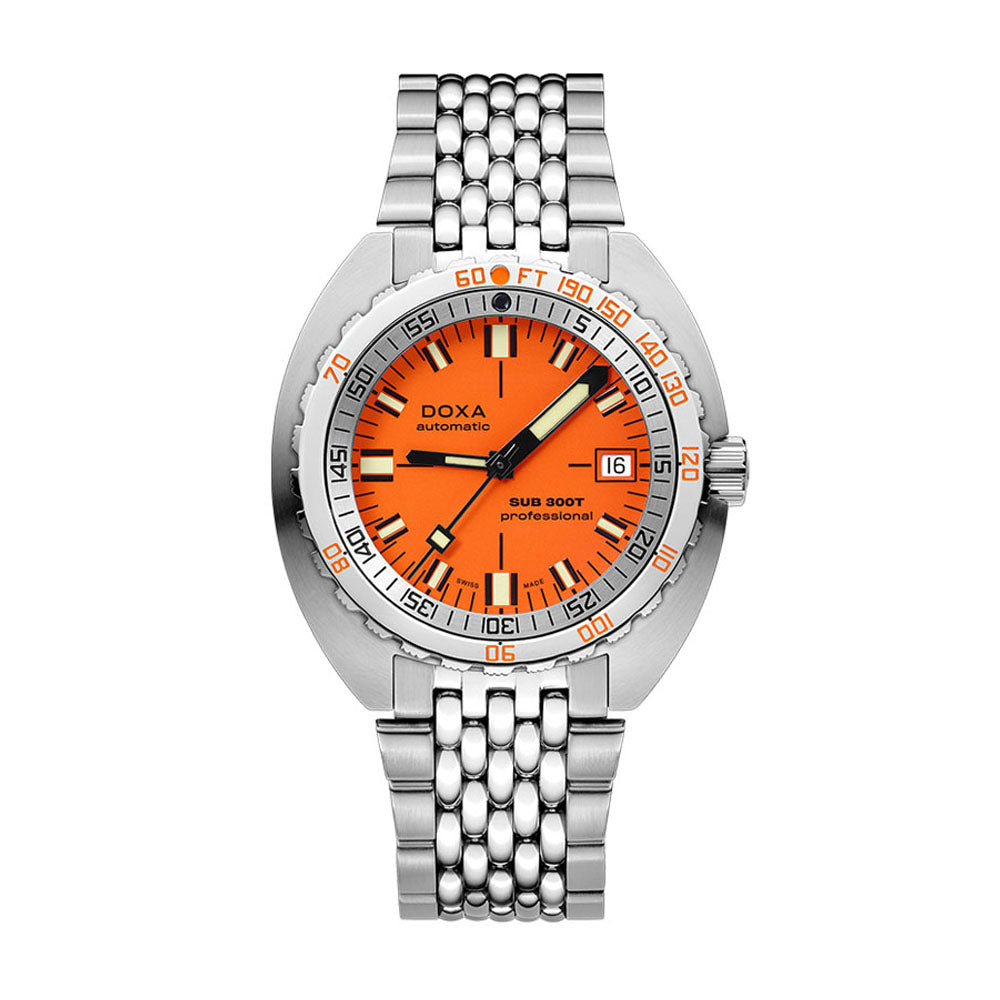 Doxa Men's Silver Tone Case Orange Dial Automatic Watch