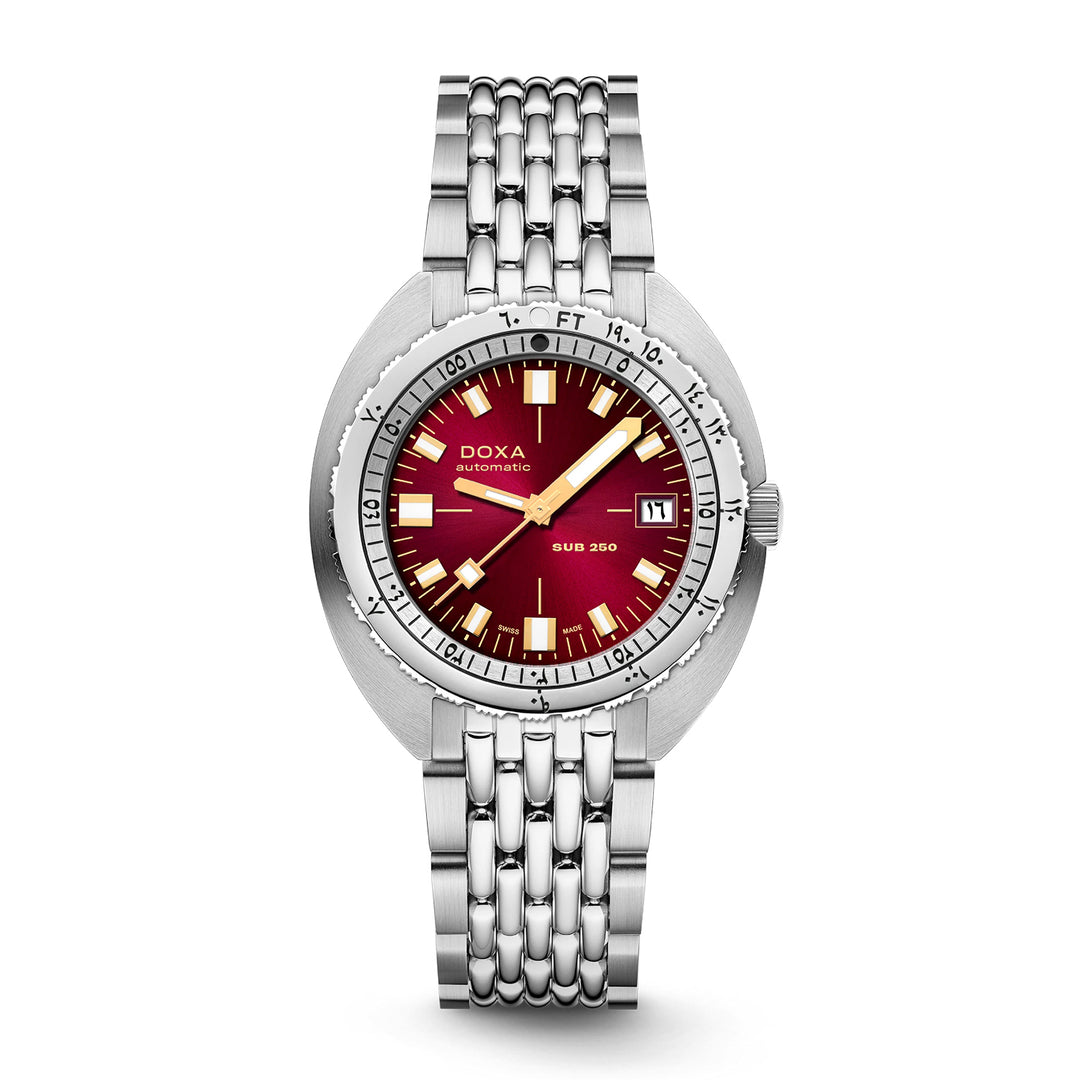 Doxa Men's Silver Tone Case Red Dial Automatic Watch