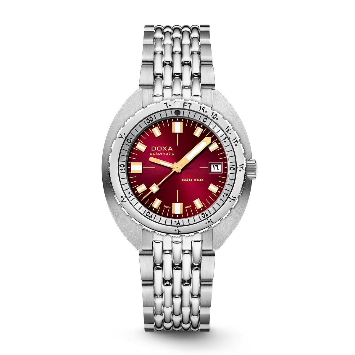 Doxa Men's Silver Tone Case Red Dial Automatic Watch