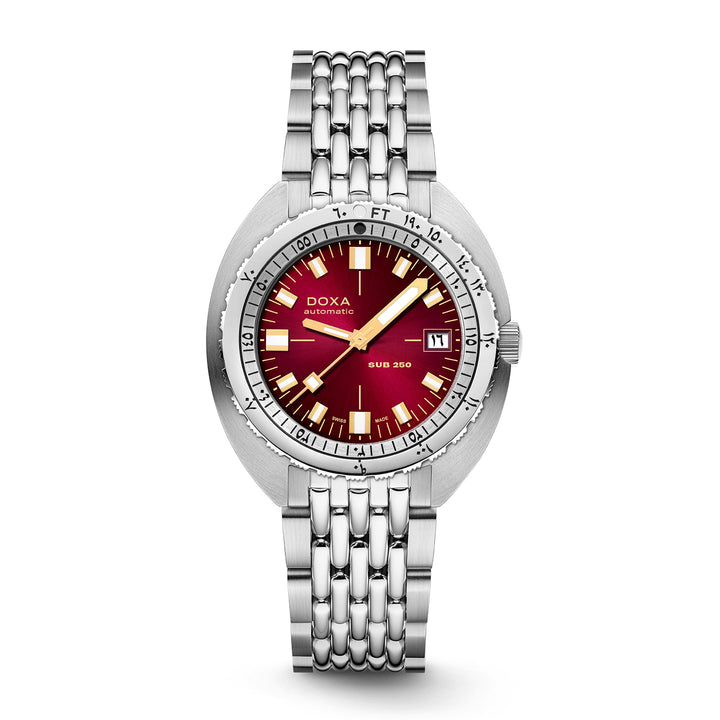 Doxa Men's Silver Tone Case Red Dial Automatic Watch