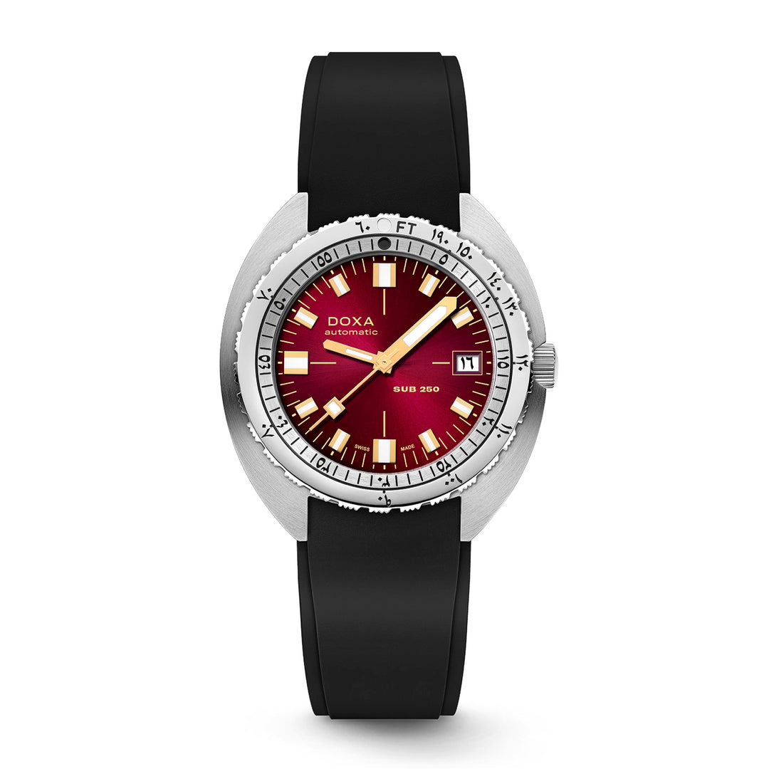 Doxa Men's Silver Tone Case Red Dial Automatic Watch