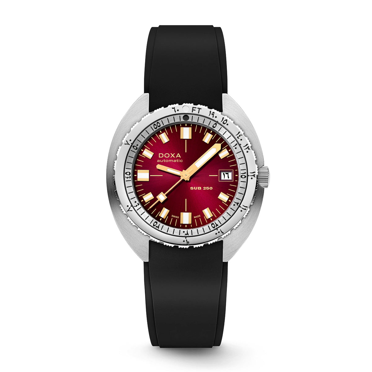 Doxa Men's Silver Tone Case Red Dial Automatic Watch