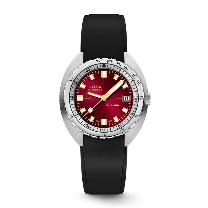 Doxa Men's Silver Tone Case Red Dial Automatic Watch