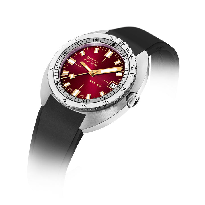 Doxa Men's Silver Tone Case Red Dial Automatic Watch