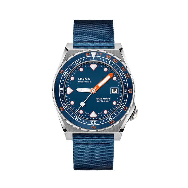 Doxa Men's SUB 600T Caribbean Silver Tone Case Blue Dial Automatic Watch