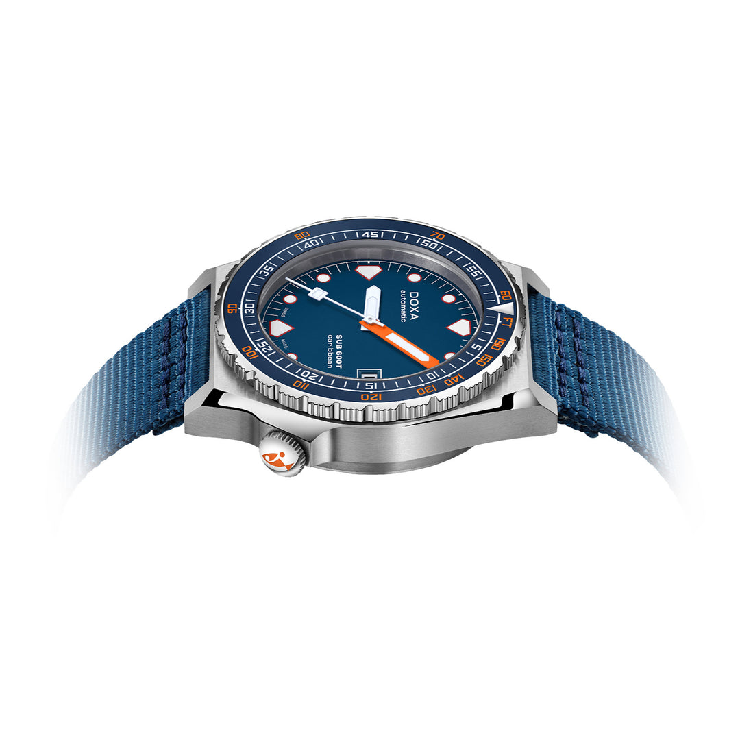 Doxa Men's SUB 600T Caribbean Silver Tone Case Blue Dial Automatic Watch