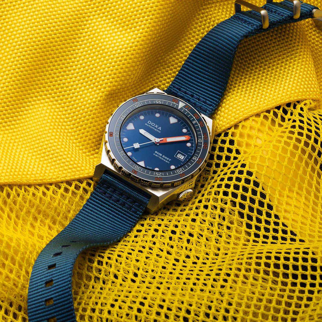 Doxa Men's SUB 600T Caribbean Silver Tone Case Blue Dial Automatic Watch