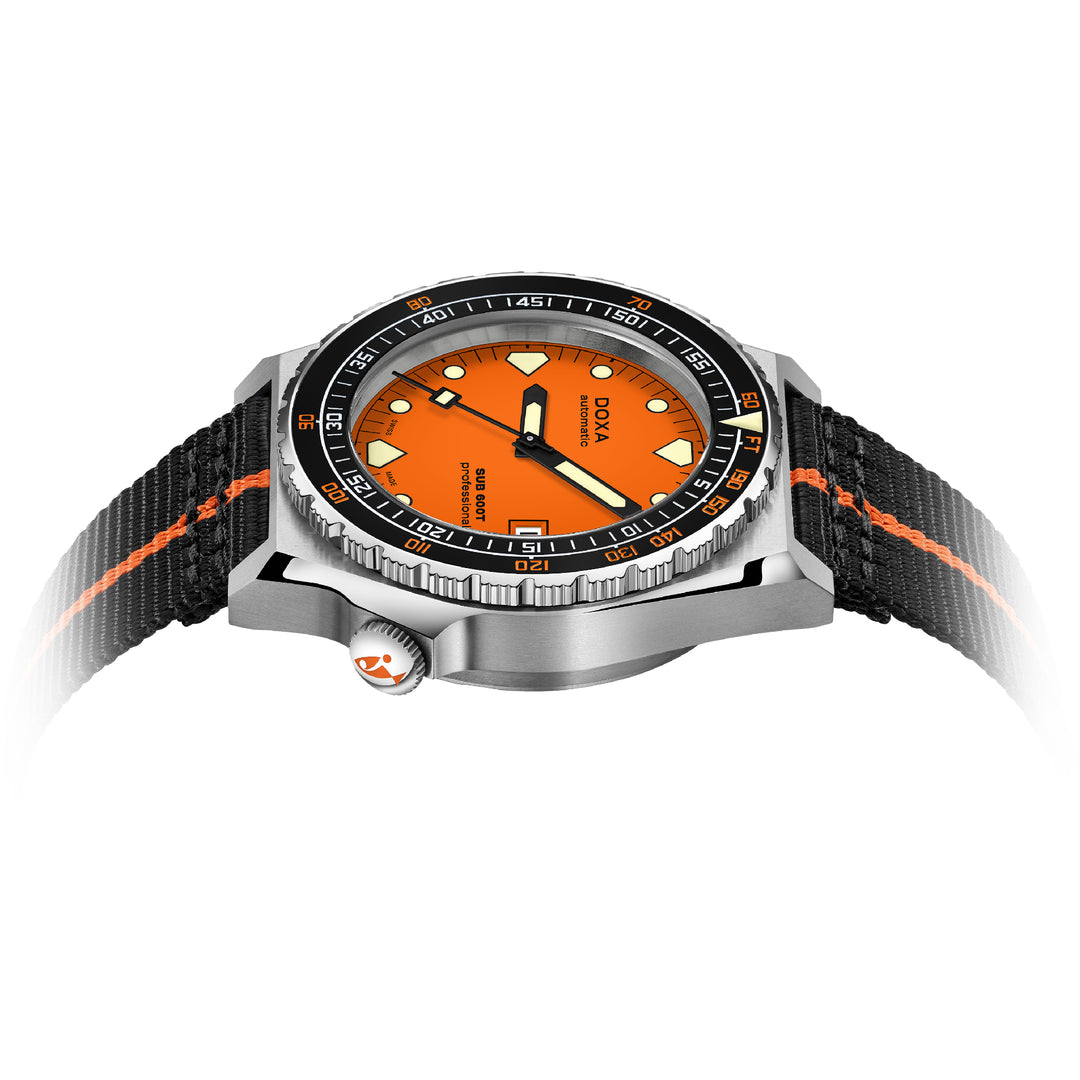 Doxa Men's SUB 600T Professional Silvet Tone Case Orange Dial Automatic Watch