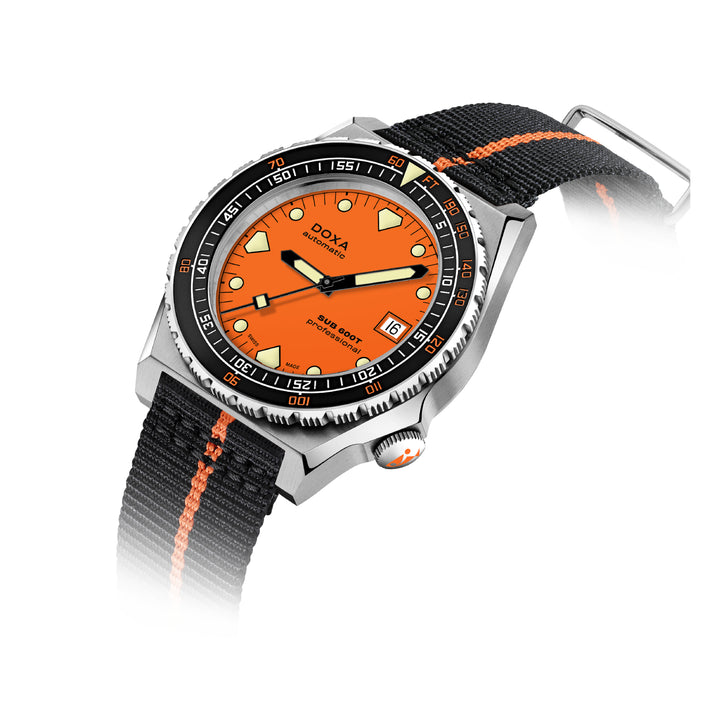 Doxa Men's SUB 600T Professional Silvet Tone Case Orange Dial Automatic Watch