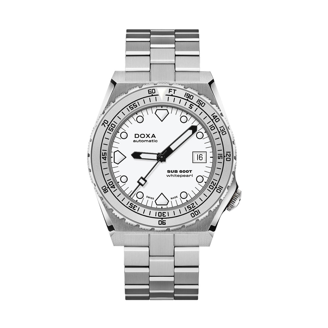 Doxa Men's SUB 600T Whitepearl Silver Tone Case White Dial Automatic Watch