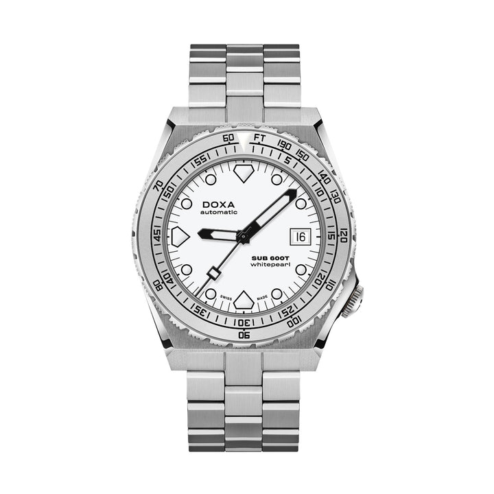 Doxa Men's SUB 600T Whitepearl Silver Tone Case White Dial Automatic Watch