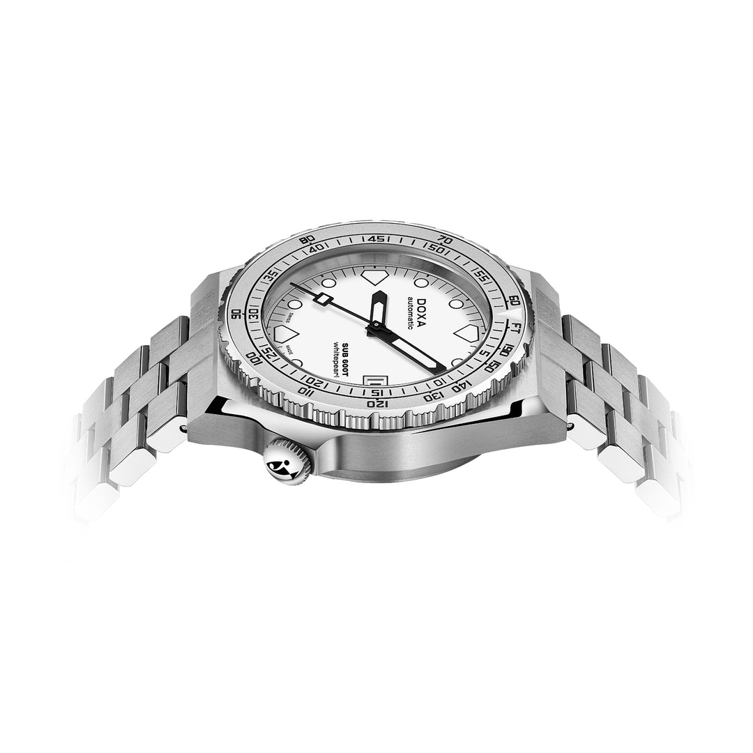 Doxa Men's SUB 600T Whitepearl Silver Tone Case White Dial Automatic Watch