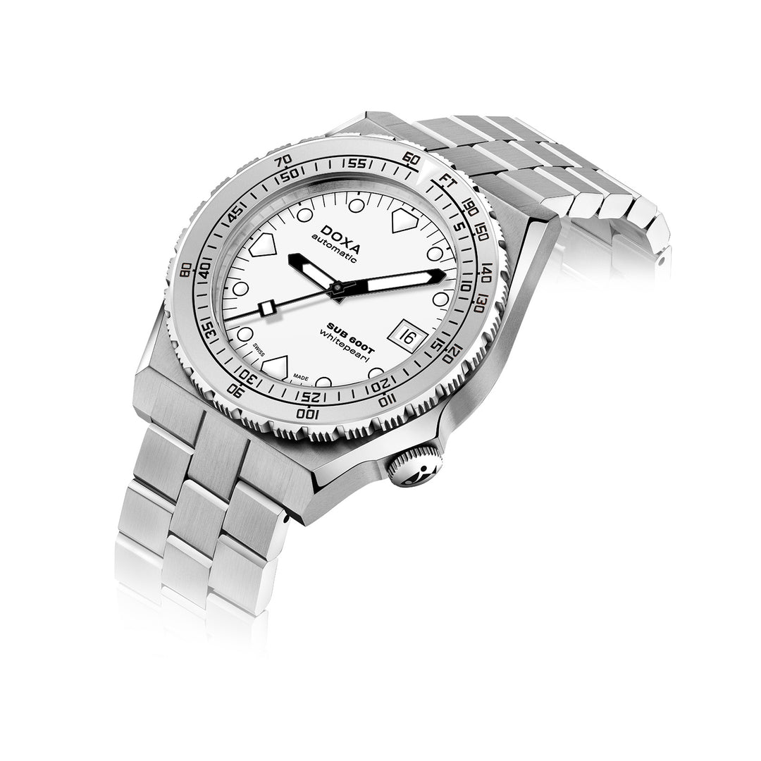 Doxa Men's SUB 600T Whitepearl Silver Tone Case White Dial Automatic Watch
