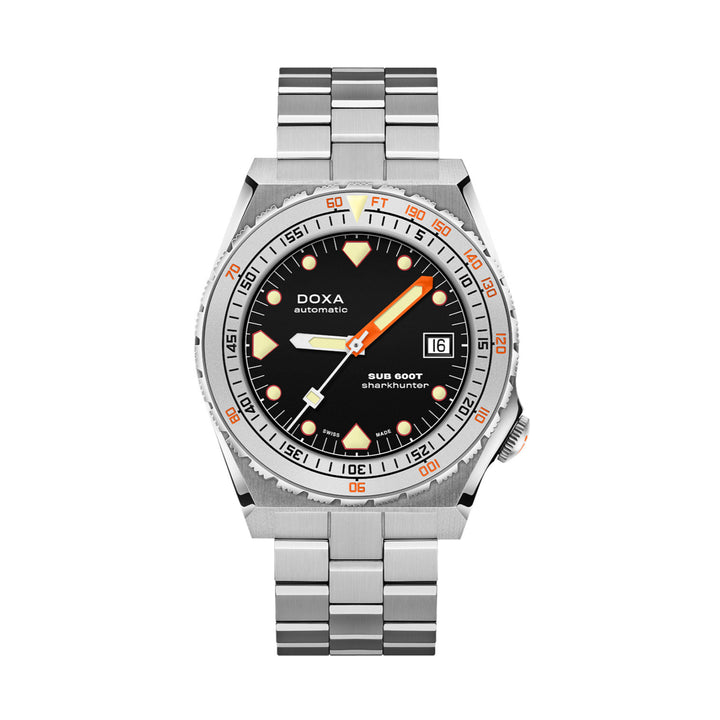 Doxa Men's SUB 600T Sharkhunter Silver Tone Case Black Dial Automatic Watch