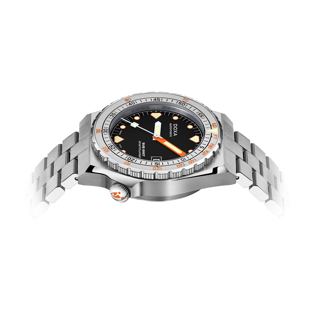 Doxa Men's SUB 600T Sharkhunter Silver Tone Case Black Dial Automatic Watch