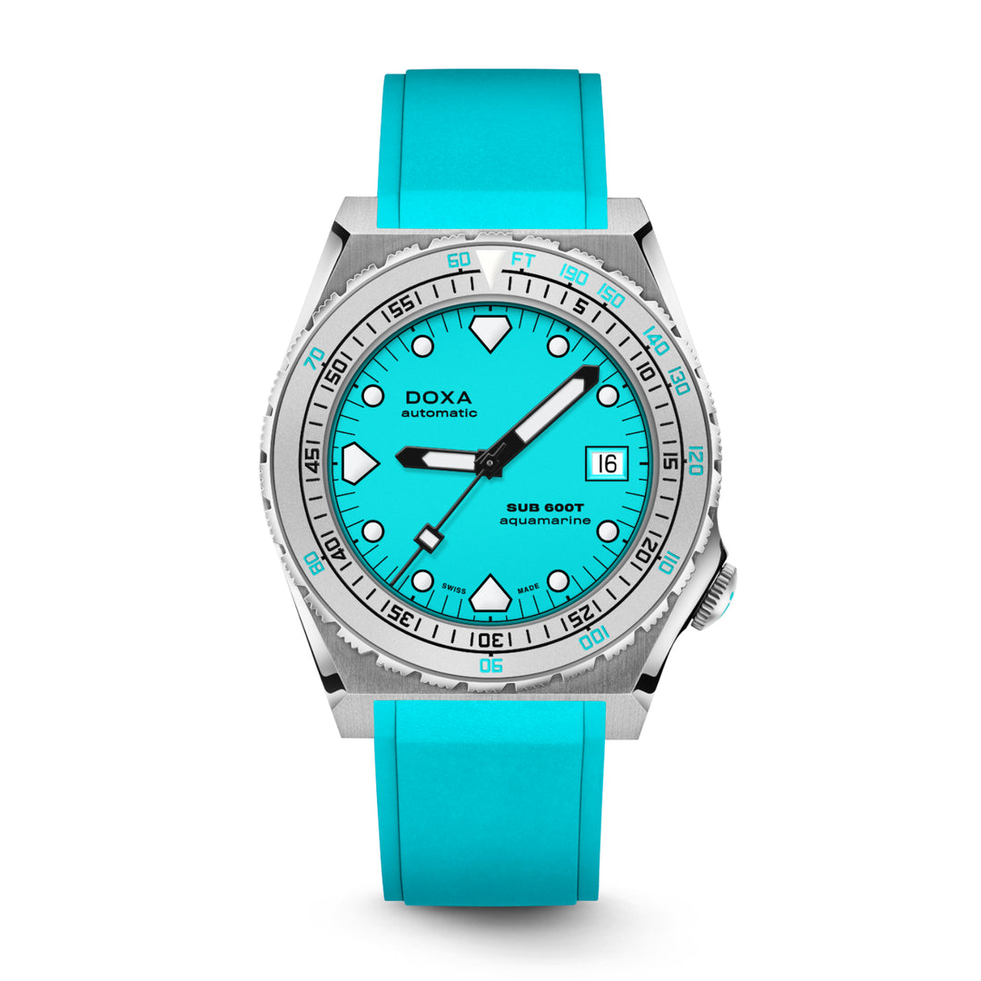 Doxa Men's SUB 600T Aquamarine Silver Tone Case Turquoise Dial Automatic Watch