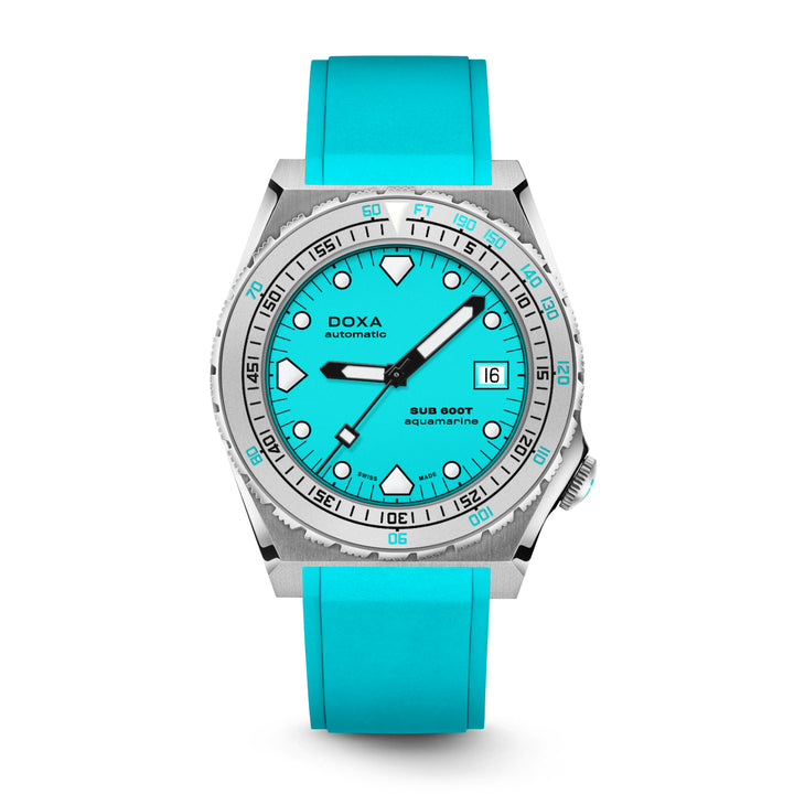 Doxa Men's SUB 600T Aquamarine Silver Tone Case Turquoise Dial Automatic Watch