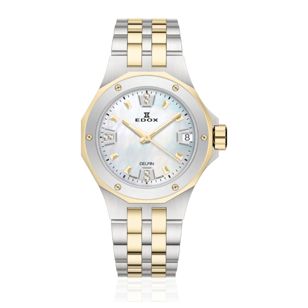 EDOX Women's Delfin Lady Quartz Watch With MOP Dial And Diamond Markers
