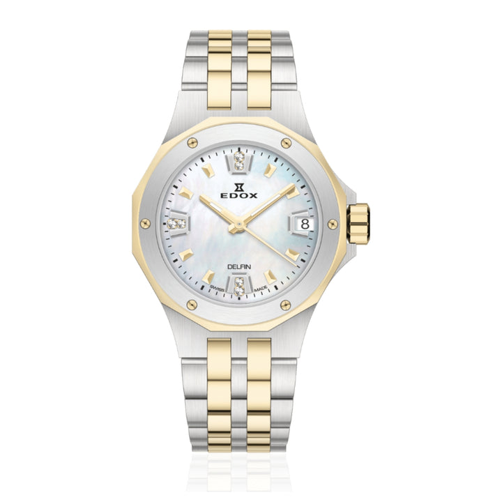 EDOX Women's Delfin Lady Quartz Watch With MOP Dial And Diamond Markers